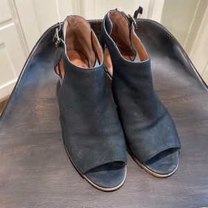 Lucky Brand leather peep toe half bootie